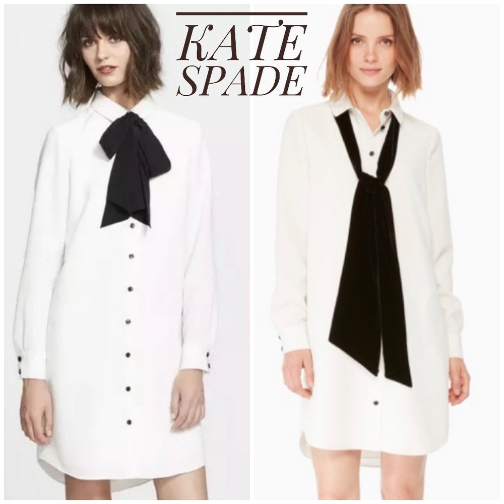 NWT Kate Spade Griffin Velvet Tie Shirt Dress Size 6